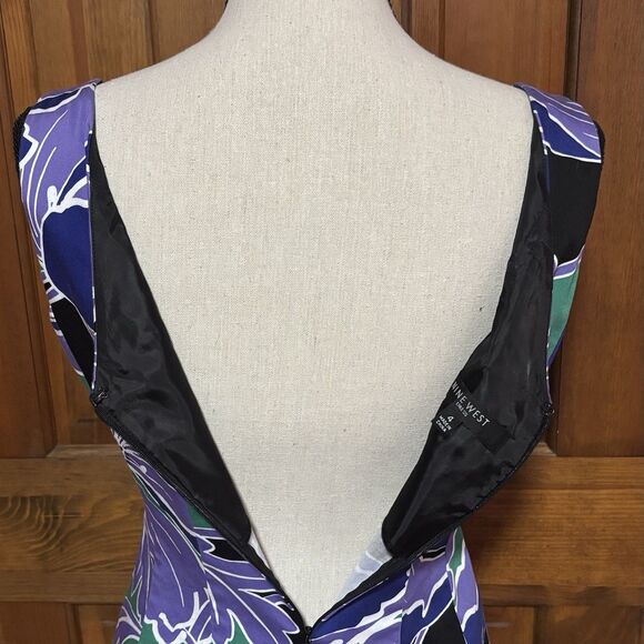 Nine West Purple Green Floral Dress Women’s Size 4 Party Wedding Holiday NYE - Picture 6 of 11